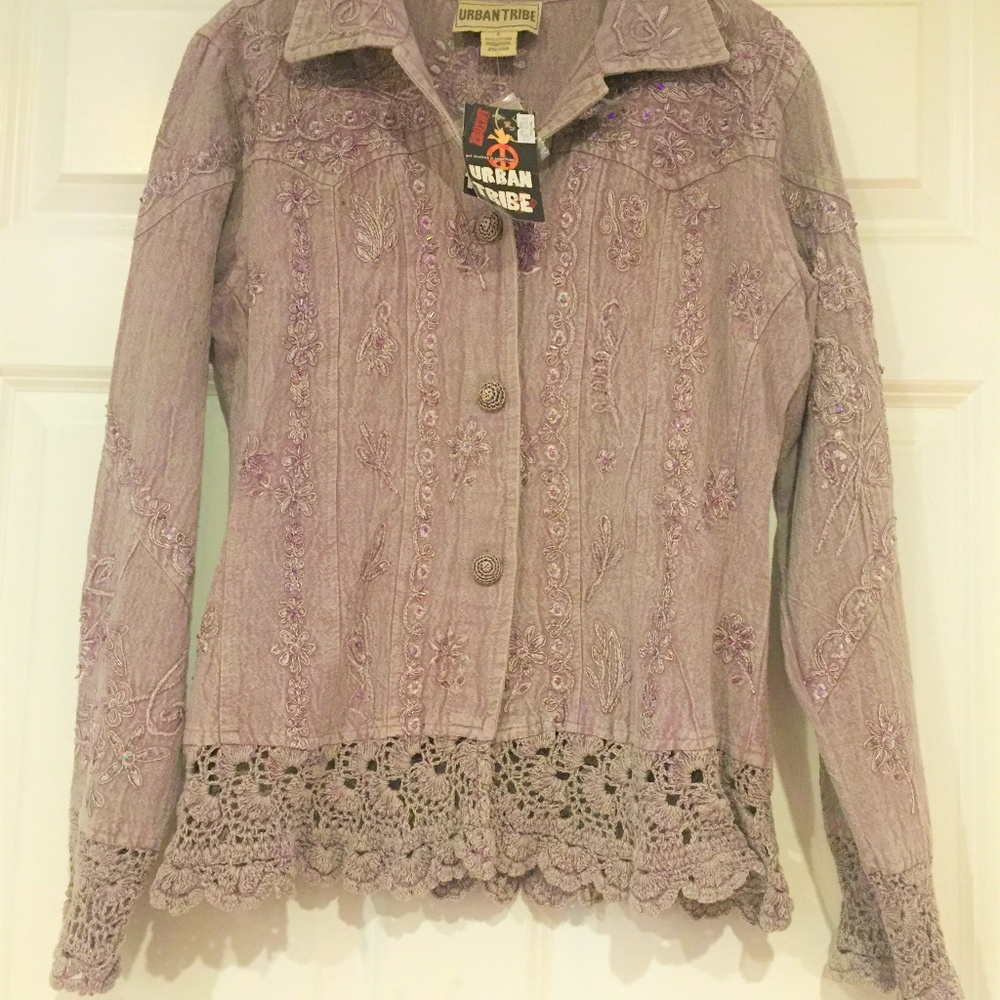 BoHo Chic Shirt Jacket by Urban Tribe Small Lilac